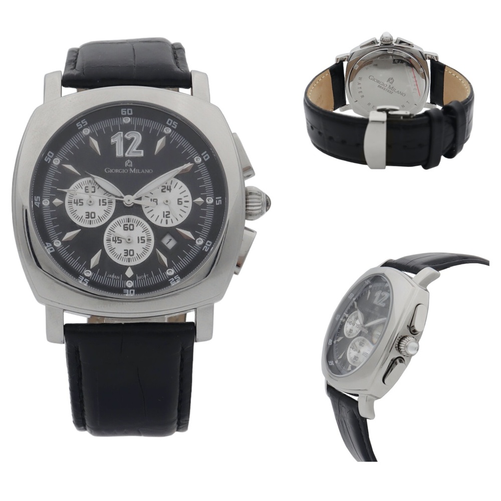 GIORGIO MILANO STAINLESS STEEL BLACK DIAL QUARTZ WATCH 864ST032